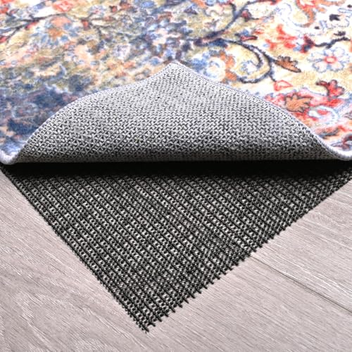Non Slip Rug Pads for Hardwood Floors, 8x10 Rug Pad Gripper for Area Rugs, Under Carpet Anti Skid Mat, Black, Keep Your Rugs Safe and in Place