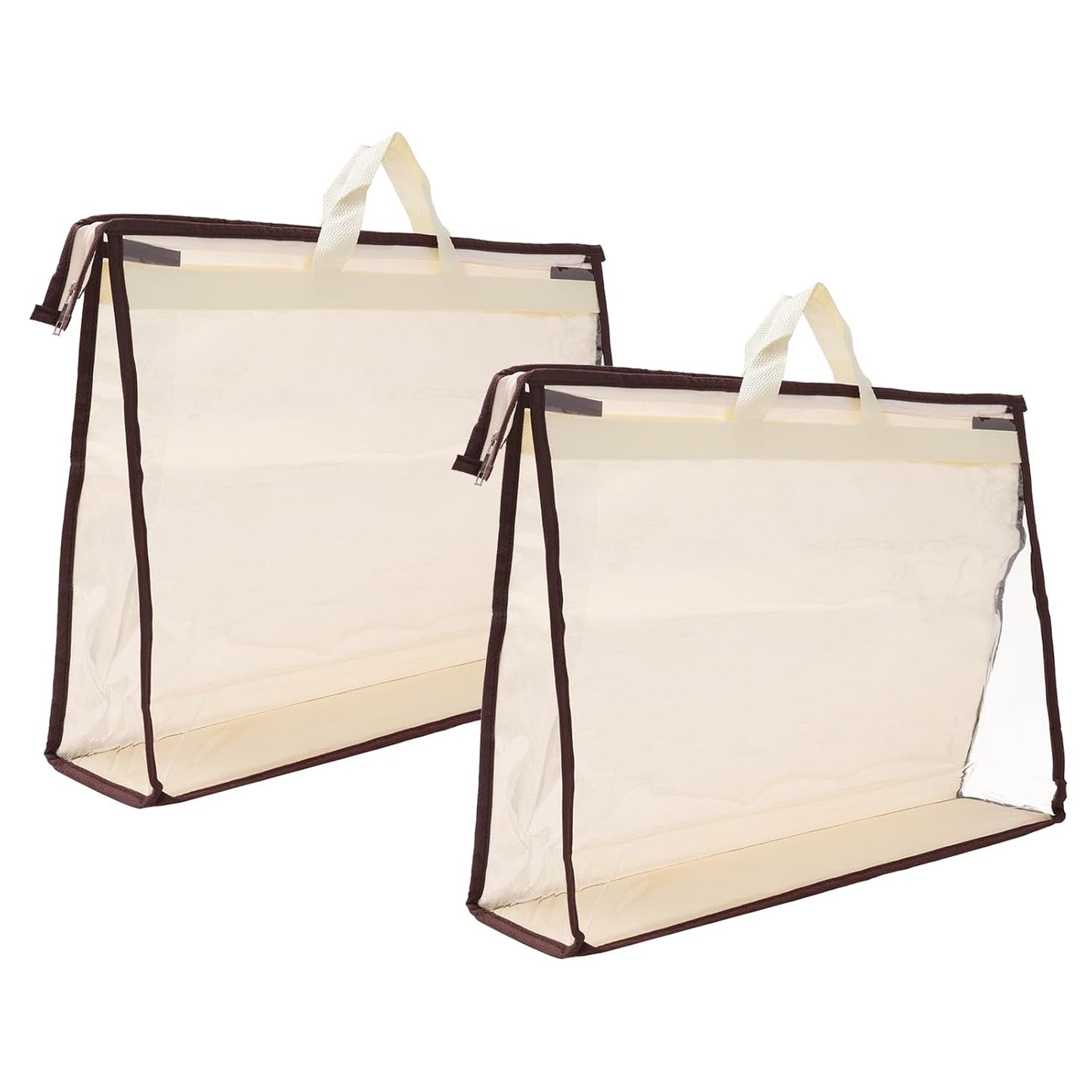 PATIKIL Handbag Dust Bags, 2 Pack Clear Purse Storage Organizer XXL Size PVC Dustproof Handbag Cover Transparent Purse Protector, Beige