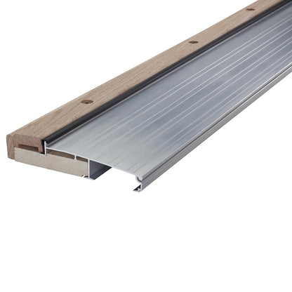 MD Building Adjustable Aluminum & Hardwood Threshold, Silver, 36in