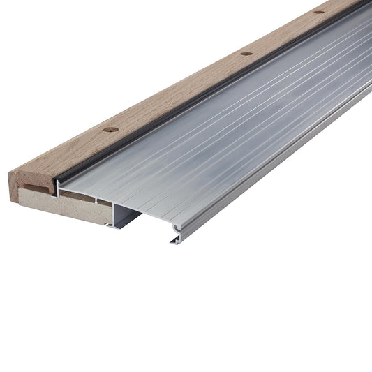MD Building Adjustable Aluminum & Hardwood Threshold, Silver, 36in