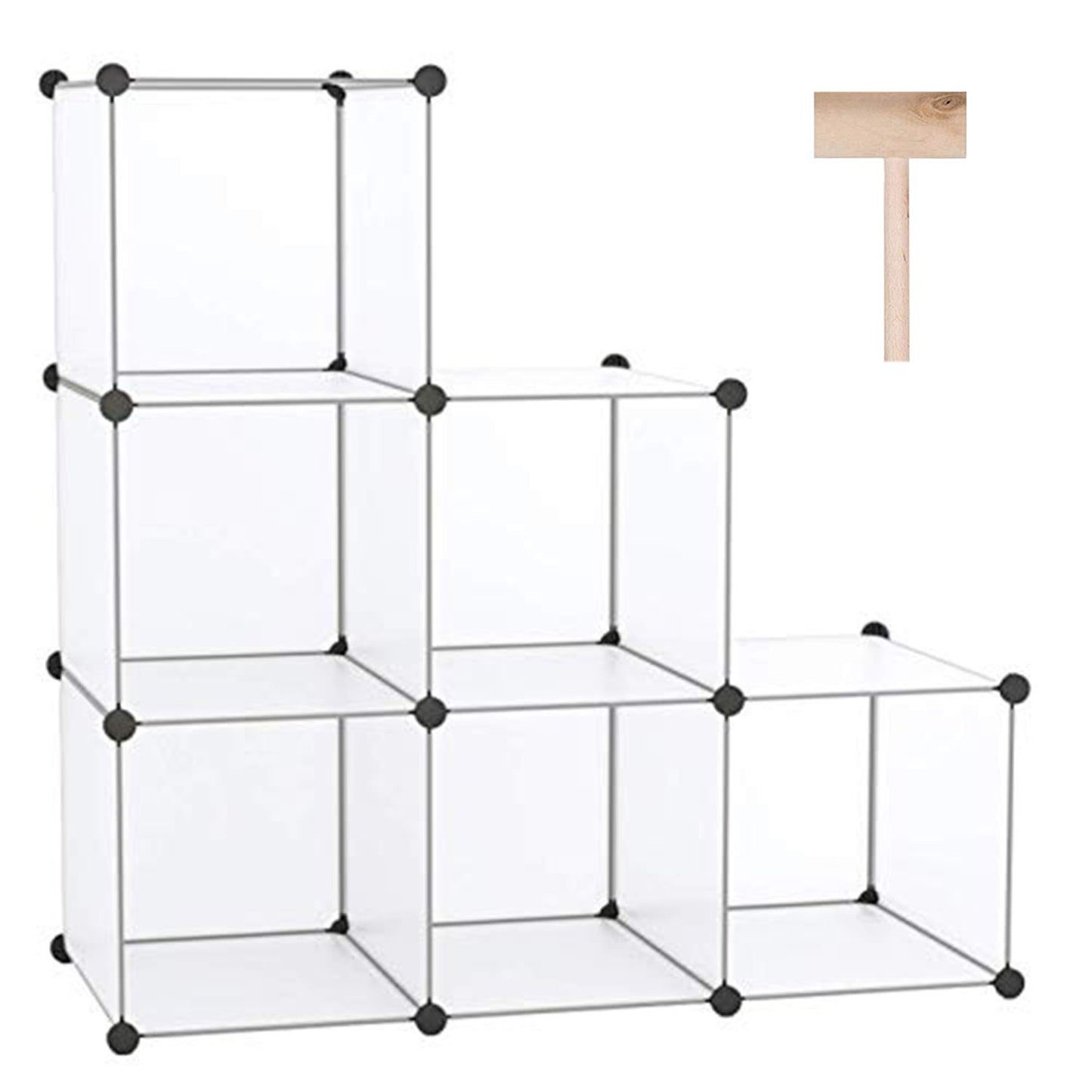 C&AHOME 6-Cube Storage Organizer Cube Shelf Closet Storage Bookcase, White | Stackable Cubby Storage, Bookshelf, Portable Plastic Storage Closet Organizer, DIY Modular Shelving Units for Home, Wardrobe