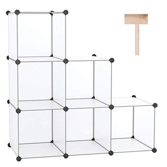 C&AHOME 6-Cube Storage Organizer Cube Shelf Closet Storage Bookcase, White | Stackable Cubby Storage, Bookshelf, Portable Plastic Storage Closet Organizer, DIY Modular Shelving Units for Home, Wardrobe