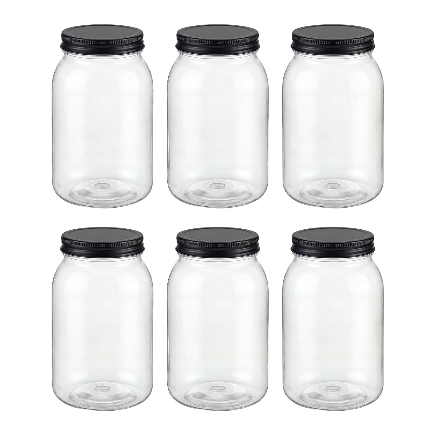 novelinks 32 oz Plastic Mason Jars and Clear Plastic Jars with Lids 32 oz