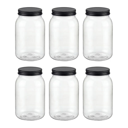 novelinks 32 oz Plastic Mason Jars and Clear Plastic Jars with Lids 32 oz