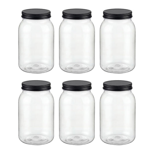 novelinks 32 oz Plastic Mason Jars and Clear Plastic Jars with Lids 32 oz