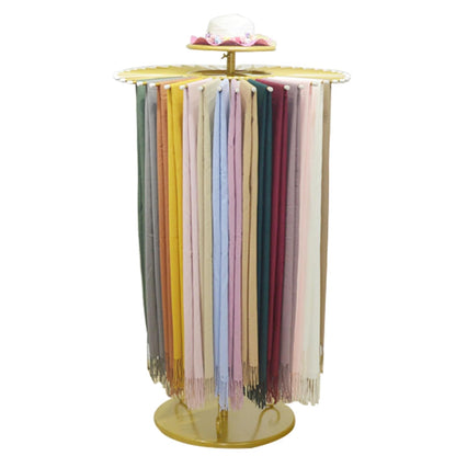 Freestanding 360° Metal Scarf Display Rack for Boutique Store Home Storage | Scarf Display Stand with 30 Rods, Scarf Holder Organizer for Scarves, Ties, Shawls, Belts,Hijab