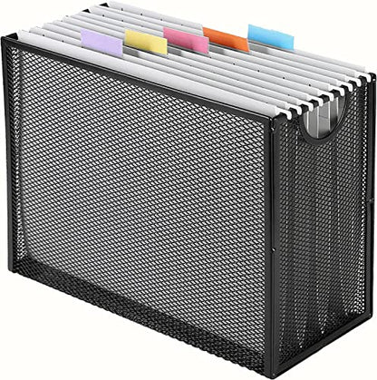 Hanging File Organizer Includes 5 Hanging Folders for Office, Black
