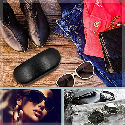 Large Sunglasses Case - Hard Glasses Case Holder w/Pouch & Cloth - Eyeglass Case Aviator Frames Men & Women