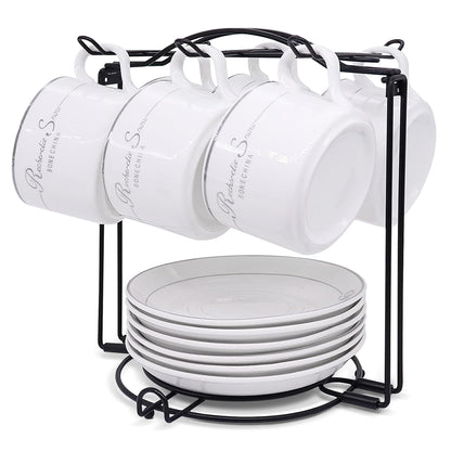 Coffee Cup Holder,Foldable Metal Tea Cup Holder for Cup,Saucers & Spoons | Storing and Displaying Cups,for Countertop,Sturdy & Rust-Resistant,Space Saving,Easy Assembly,Home Decor & Organizer