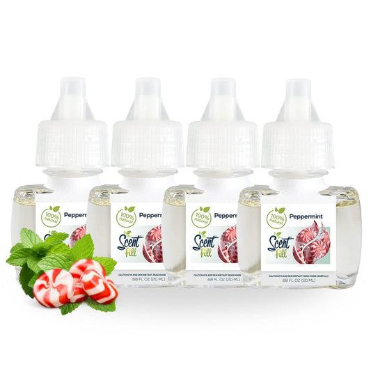 Scent Fill 100% Natural Peppermint Plug in Air Freshener, 4 Scented Oil Refills