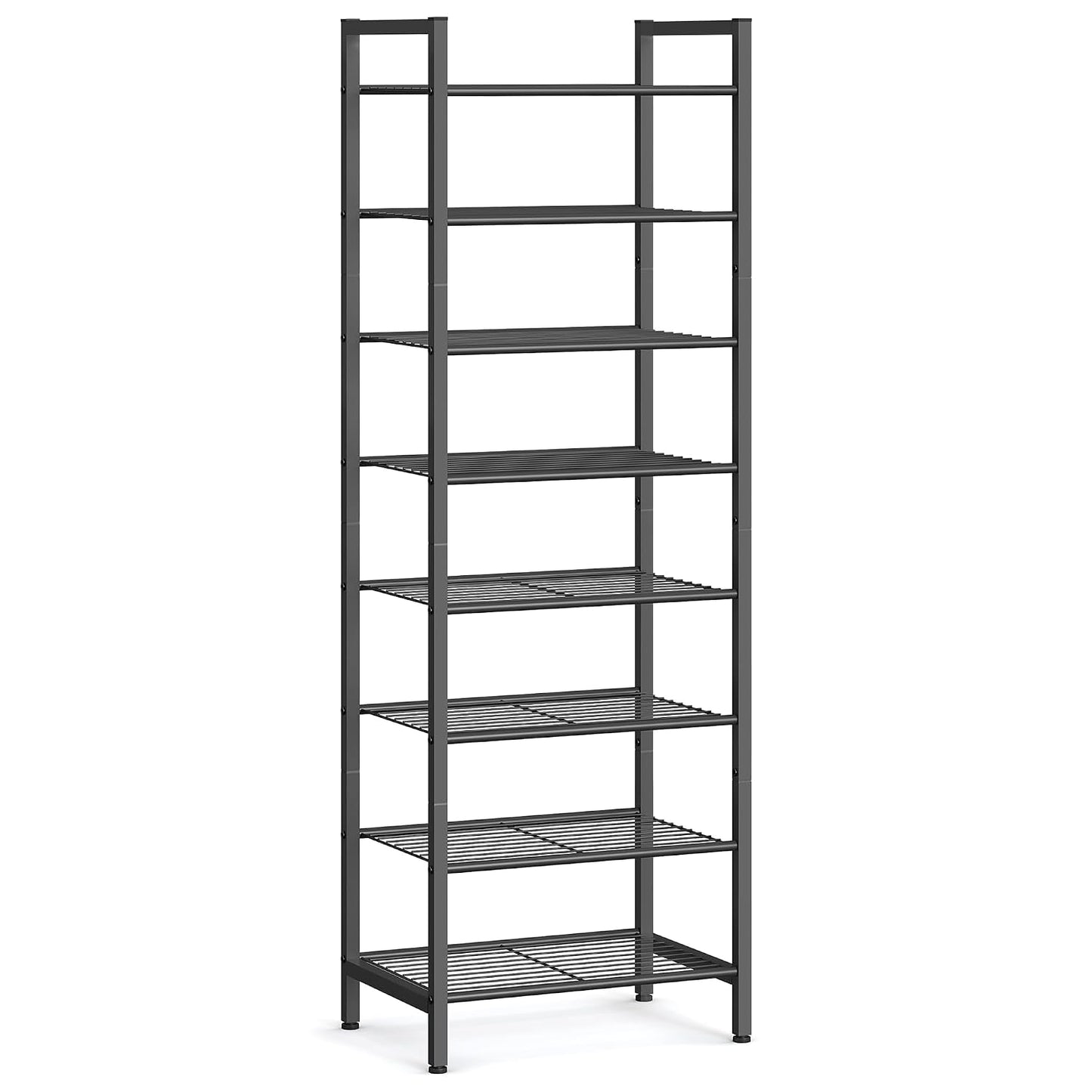 SONGMICS Metal Shoe Rack, Free Standing Shoe Organizer for Entryway Closet Garage Small Spaces, Heavy-Duty Slim Steel Storage Shelf, 8-Tier, Fits 16-24 Pairs, Black ULMR028B01