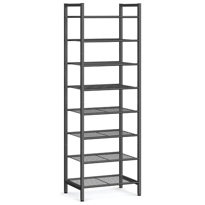 SONGMICS Metal Shoe Rack, Free Standing Shoe Organizer for Entryway Closet Garage Small Spaces, Heavy-Duty Slim Steel Storage Shelf, 8-Tier, Fits 16-24 Pairs, Black ULMR028B01