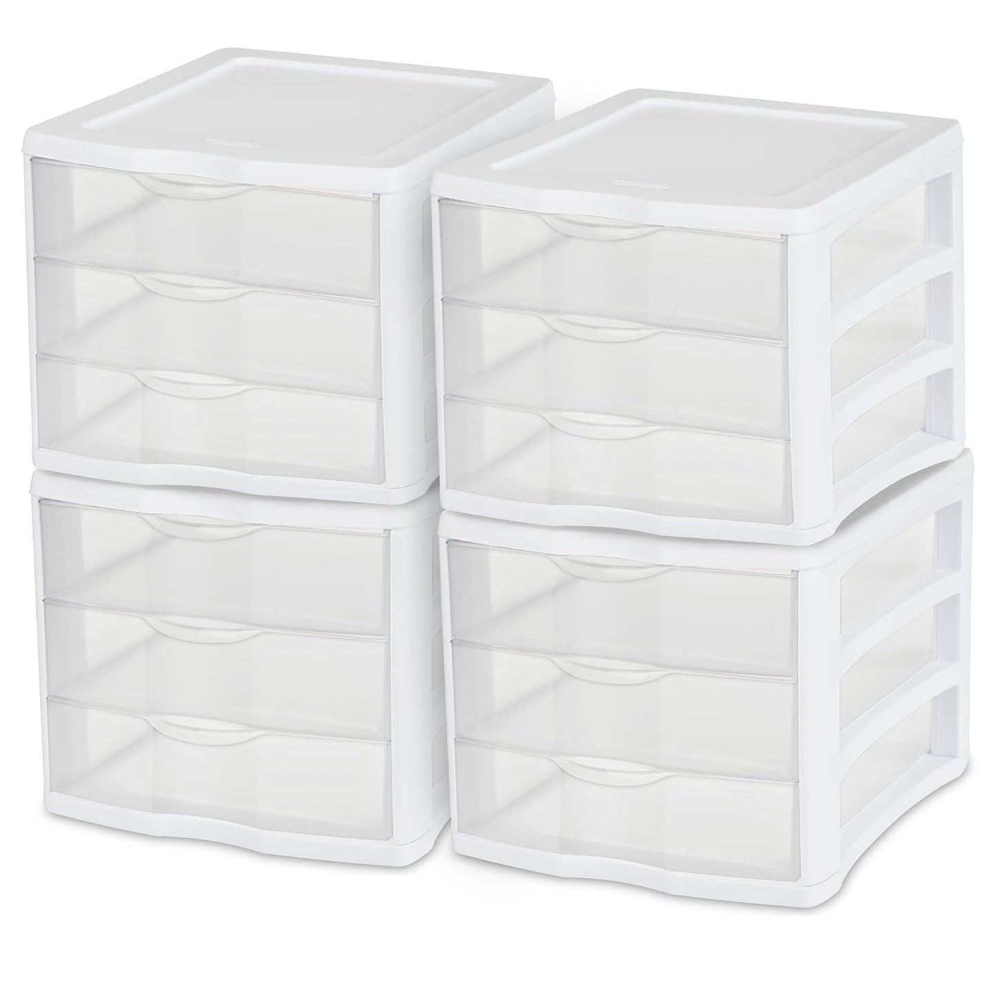 4 Sterilite ClearView Portable 3 Storage Drawer Organizer Cabinets (Open Box)