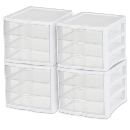 4 Sterilite ClearView Portable 3 Storage Drawer Organizer Cabinets (Open Box)