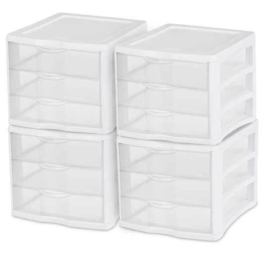 4 Sterilite ClearView Portable 3 Storage Drawer Organizer Cabinets (Open Box)