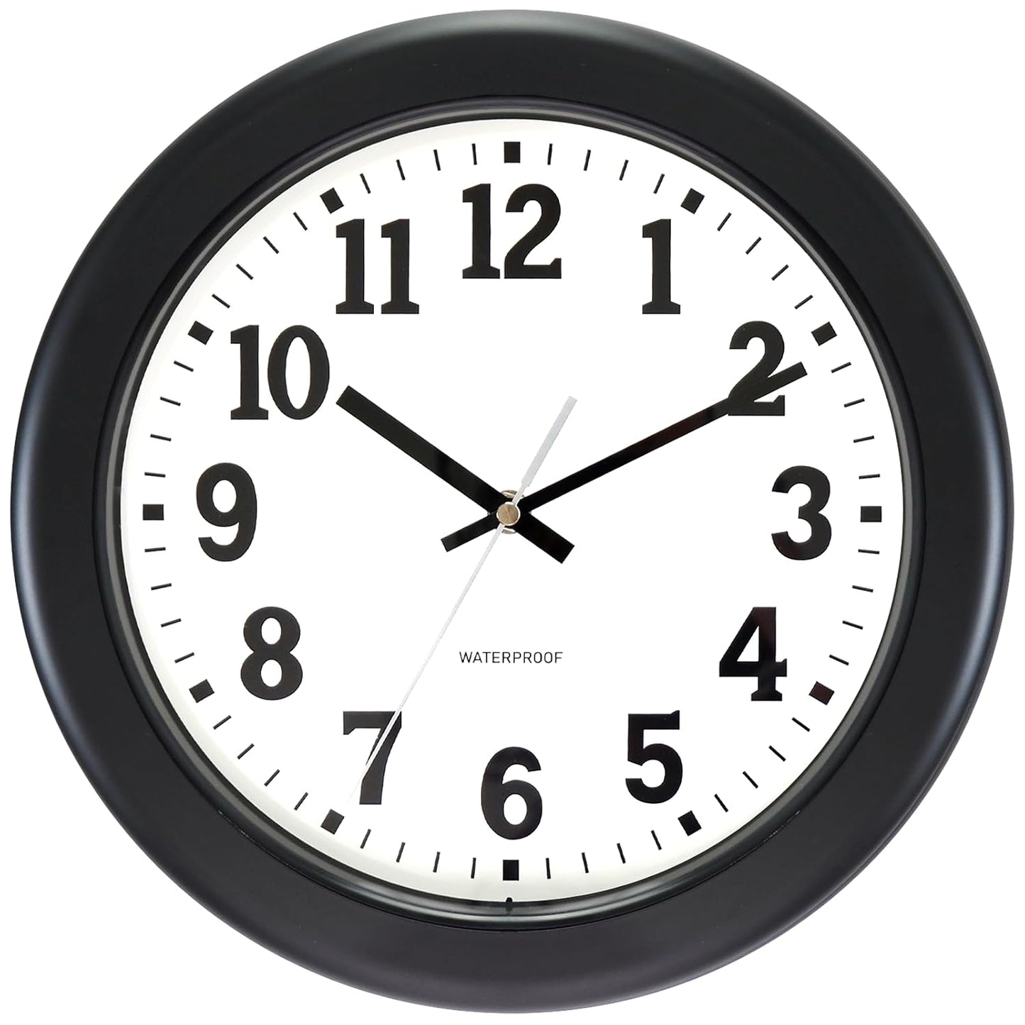 Caysie 12 Inch Sealed Indoor Outdoor Clock Waterproof, Silent Battery Operated Weatherproof Wall Clocks for Pool Patio Outside Home (Black)