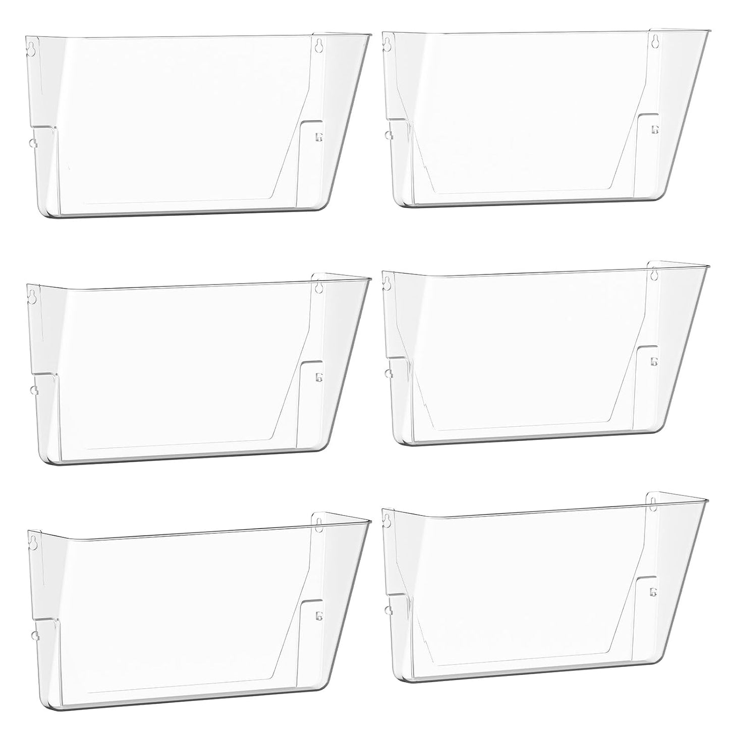 Gawerk Clear Acrylic Single Pocket, Plastic Hanging Wall Mount File Holder for Office Home (Clear, 6 Pack)
