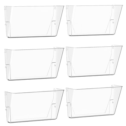 Gawerk Clear Acrylic Single Pocket, Plastic Hanging Wall Mount File Holder for Office Home (Clear, 6 Pack)