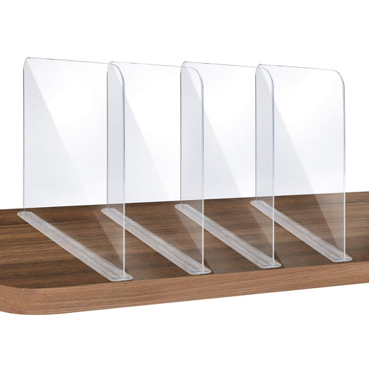 ROUFA 4Pcs Clear Acrylic Shelf Dividers, Adjustabl...
