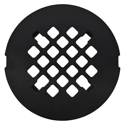 4 ¼” Matte Black Snap-in Shower Drain Cover - Premium Round Black Grate Replacement - 4.25" OD Strainer - Easy Install - Durable Solid Brass Construction