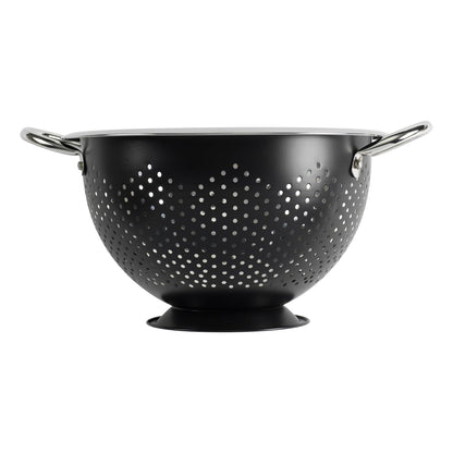 GoodCook Colander Premium Stainless Steel Construction with Handles and Elevated Pedestal Foot, 5-Quart, Black