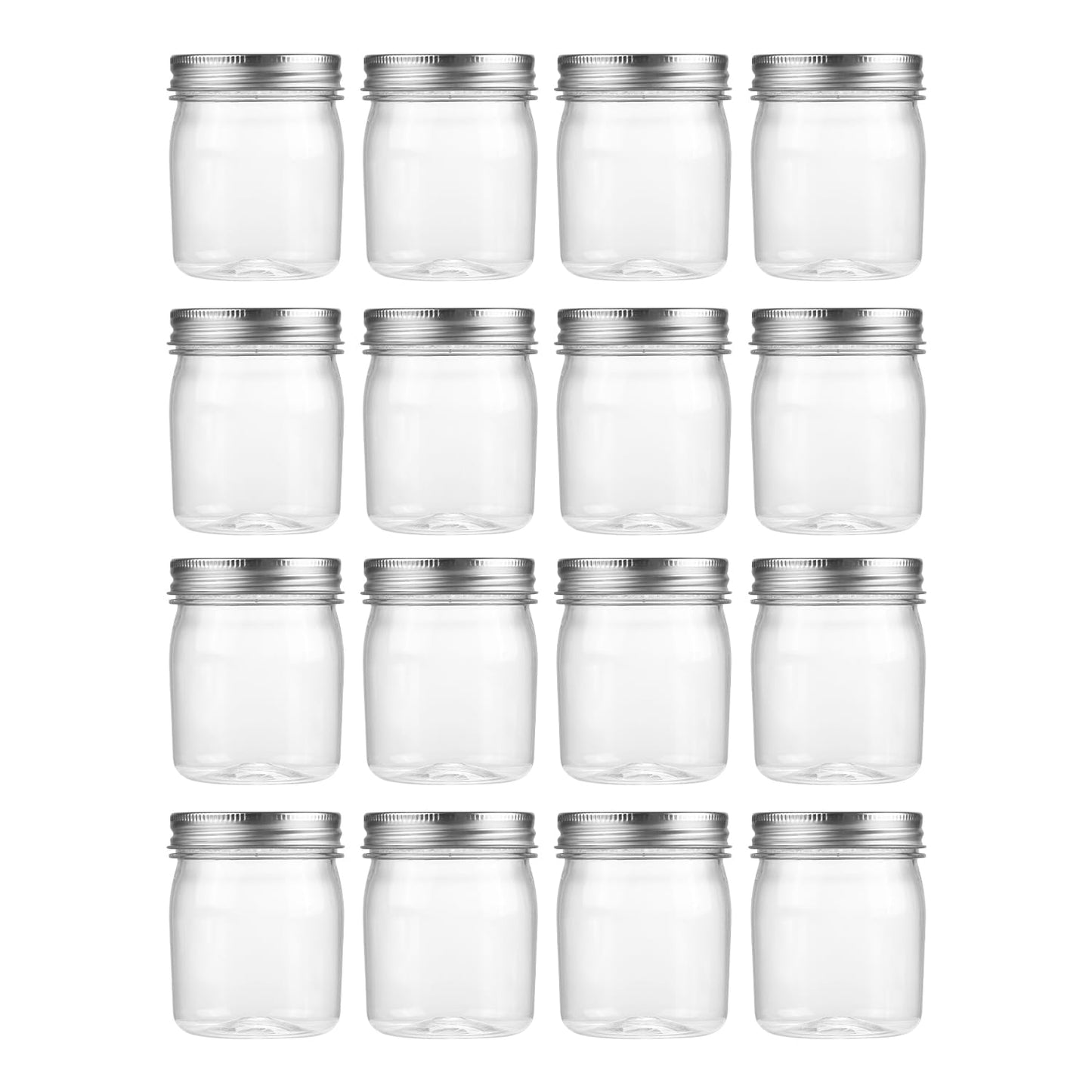 novelinks 8 oz Plastic Mason Jars and Clear Plastic Jars with Lids 8 oz