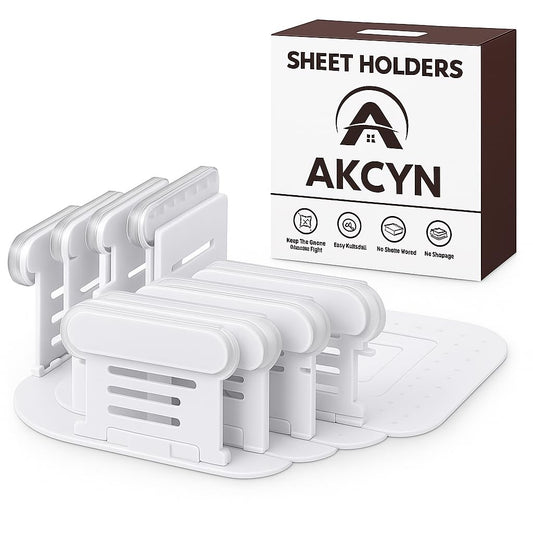 Bed Sheet Holders for Corners — 4-Pack Sheet Suspenders & Sheets Holder, Strong Grip Bed Accessories,Fitted Sheet Holder, Keeps Sheets Tight & Smooth, Easy Install & Fits All Mattress Type