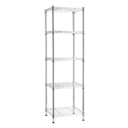 Amazon Basics 5-Shelf Tower Adjustable Storage Shelving Unit, Chrome, 16" x 16" x 54", 150 lbs Per Shelf | Tower