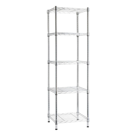 Amazon Basics 5-Shelf Tower Adjustable Storage Shelving Unit, Chrome, 16" x 16" x 54", 150 lbs Per Shelf | Tower