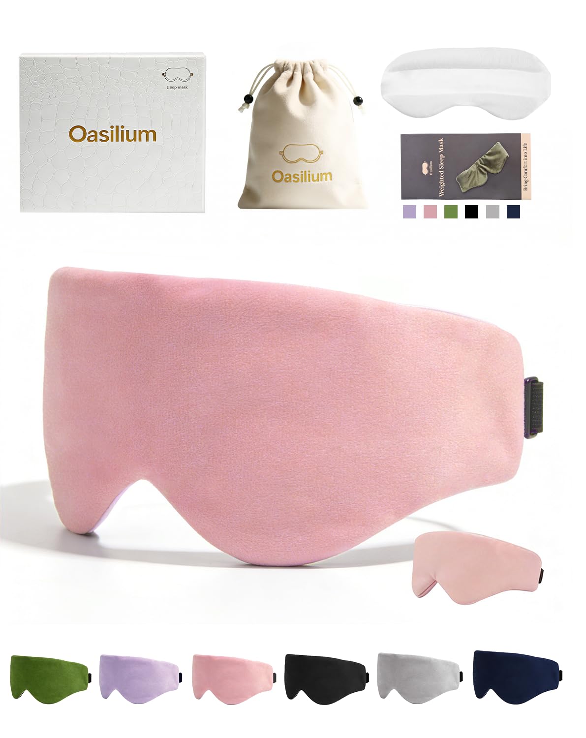 Lyocell Weighted Sleep Eye Mask for Women Men, 5.3oz & 7oz, Removable Washable Weighted Bag, Light Blocking Eye Cover, Soft Eye Shade for Travel Essentials, Office Naps, Gift,Pink
