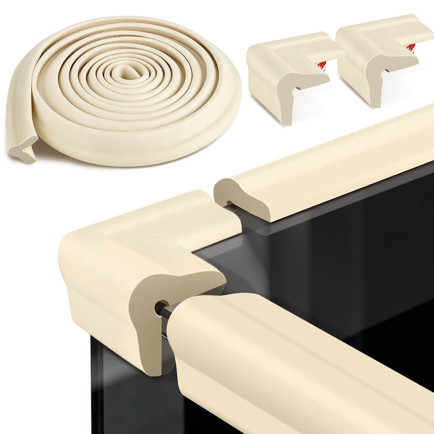 Edge Protector, Baby Proof Corners and Edges Foam Corner Protector Guards | Furniture Corner & Edge Safety Bumpers Covers 13 ft Edge Cushion for Table, Crib, Wall, Off White