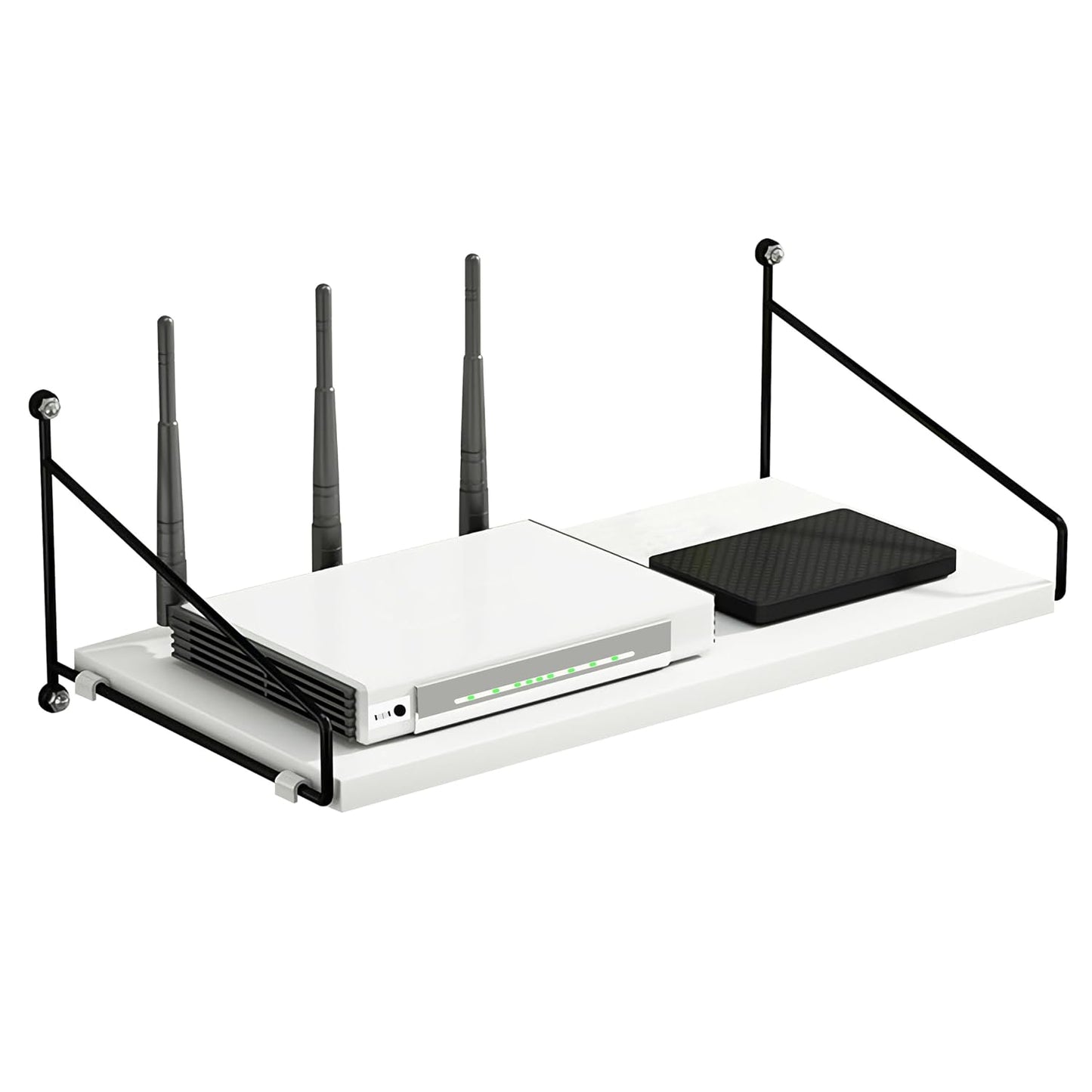 White Floating Shelves for Projector, Modem, Router, DVD Player, Cable Boxes, 7.87" Deep Wooden Wall Shelf for Bedroom, Living Room, Office, Video Room, Bathroom Shelf (1 Tier)