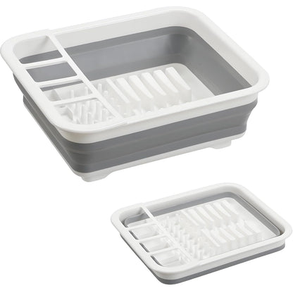 Collapsible Dish Drying Rack, Foldable Dinnerware Drainer Organizer for Storage Kitchen Counter RV Accessories Portable Rack Holders for Dishes Plates and Cups Camping Travelling Space Saver Essential