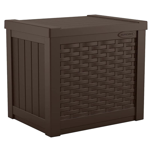 Suncast 22 Gal, Small Outdoor Storage Deck Box, Java Resin, Flat Lid