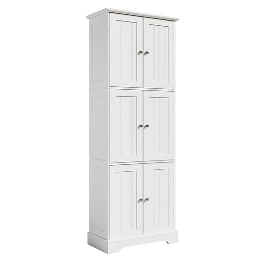 63.2" Tall Bathroom Storage Cabinet with 6 Doors (White | Engineered Wood)
