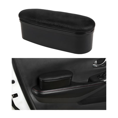 Yourkar Car Armrest Support Cover, Left Side Door Armrest Cushion Pad Extender with Storage Box, Anti-Slip & Waterproof Leather Driver Left Arm Rest Storage Cover, Car Accessories (Black, Style 1)