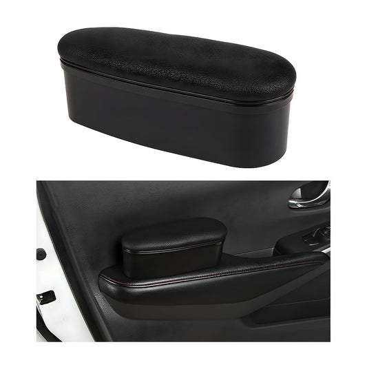 Yourkar Car Armrest Support Cover, Left Side Door Armrest Cushion Pad Extender with Storage Box, Anti-Slip & Waterproof Leather Driver Left Arm Rest Storage Cover, Car Accessories (Black, Style 1)