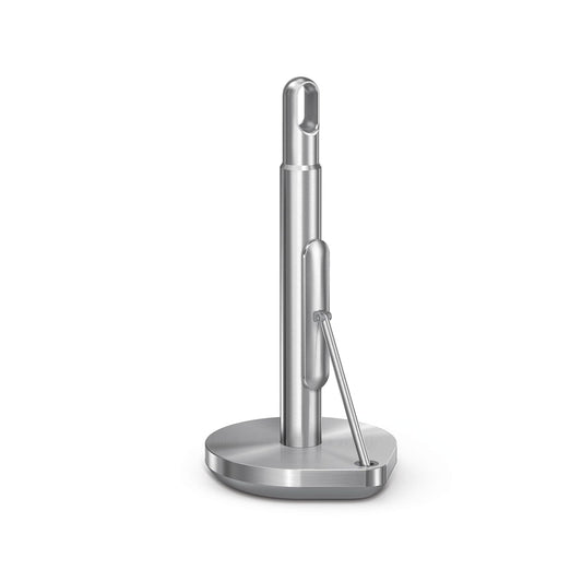 simplehuman Tension Arm Countertop Paper Towel Holder, Easy One-Handed Tear, Standing Weighted Base with Finger Loop, Heavy Duty, Brushed Stainless Steel
