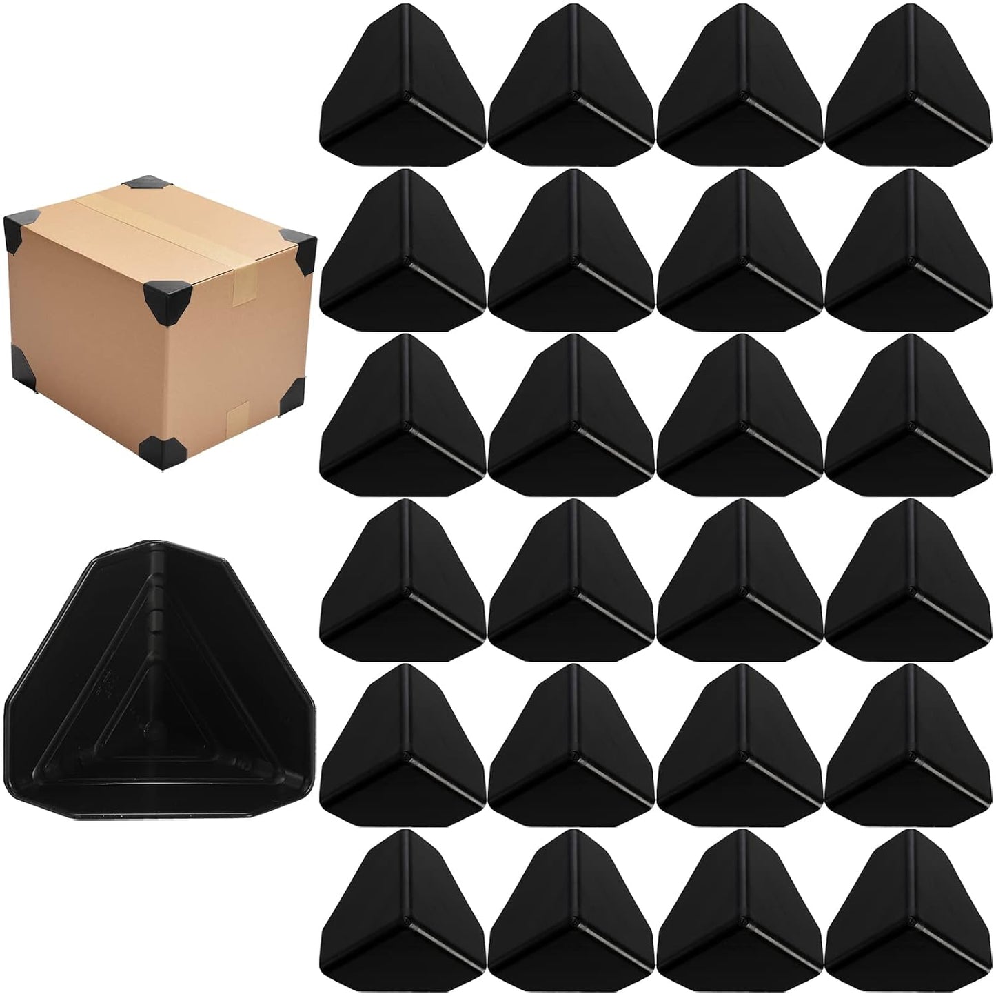 200 Pcs Packaging Edge Protectors, Plastic Heavy Duty Shipping Box Corner Protectors Corner Guards for Boxes, Cartons, Panel Packaging, Black, 2.4'' L x 2.4'' W x 2.4'' H