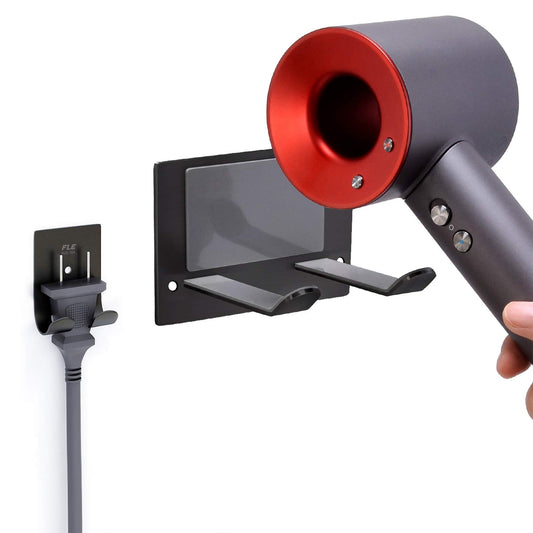 Blow Dryer Holder Wall Mounted Fit for Hair Dryers... (Black+Large | Stainless Steel)
