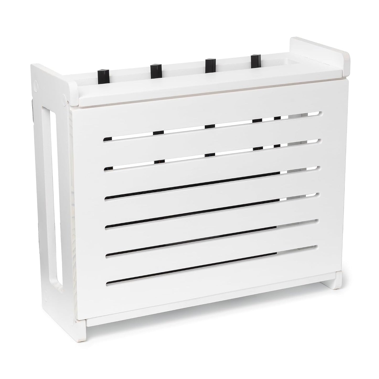 WiFi Router Storage Cabinet Router Box Hider WiFi Box Hider Shelf Cover | Standard • Pine Wood • White Finish • Seamless Side Panel Design • Fits Routers Up To 11" • Wall Mount Or Desktop Placement