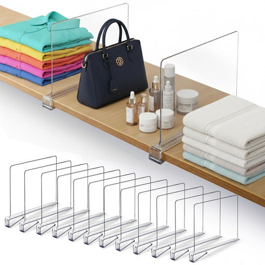 12 Pack Acrylic Shelf Dividers for Closet 11x7.9 I...