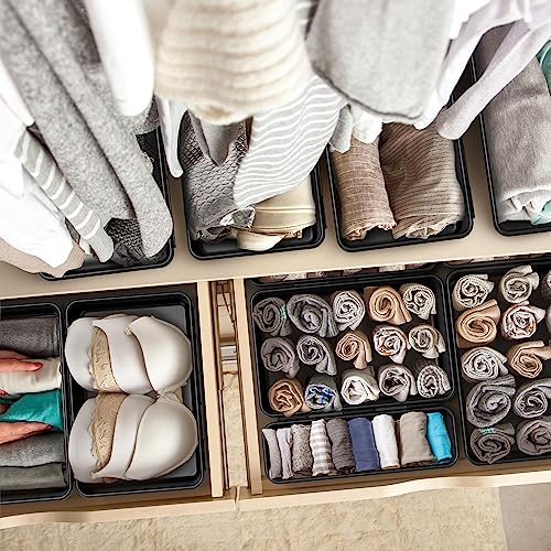 Simple Houseware Interlocking Desk Drawer Bins Organizer, 10 Packs, Black | Great for Makeup Vanity, Bathroom, Office Drawers