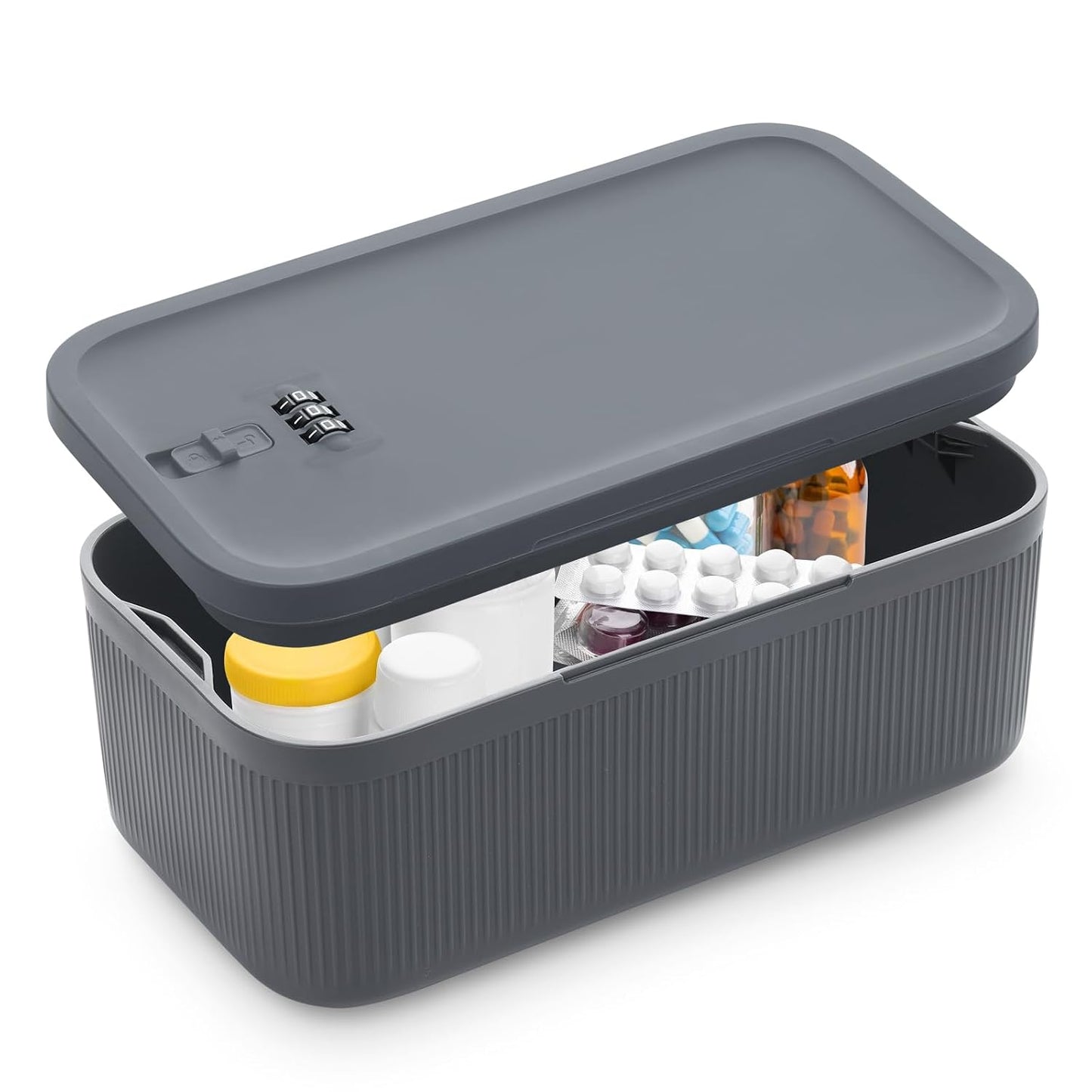 Lockable Storage Box, Small Lock Box with Combination Code for Phone/Medicine Safe/Food Home/Refrigerator/Office/Personal Items/Travel/Gift,9.25 x 5.04 x 3.62’’
