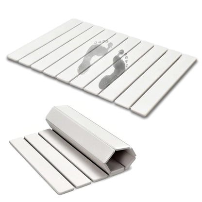 Foldable Stone Bath Mat, 23.6x15.5 Inch Super Absorbent Diatomaceous Earth Mat, Non-Slip Quick Drying and Easy to Clean for Bathroom, White
