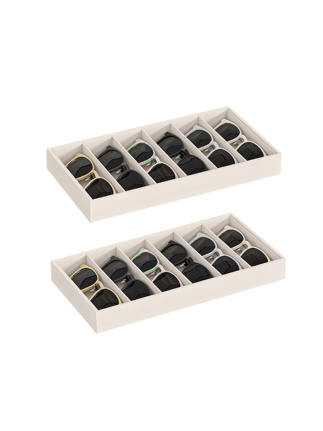 Sunglass Organizer Tray,Eyeglass Storage for Multiple Glasses,Jewelry and Sunglasses Drawer Organizer (Beige 2)