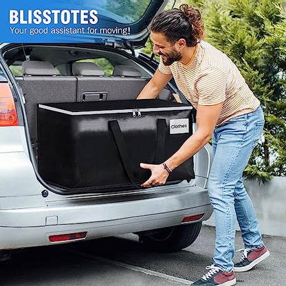 Heavy Duty Moving Bags, Extra Large Storage Bags, 93L, 6-Pack, Black | Foldable, with Zippers, Tag Pocket & Handles, Reusable, Space-saving, Water-Resistant, for moving & storage, Versatile Use