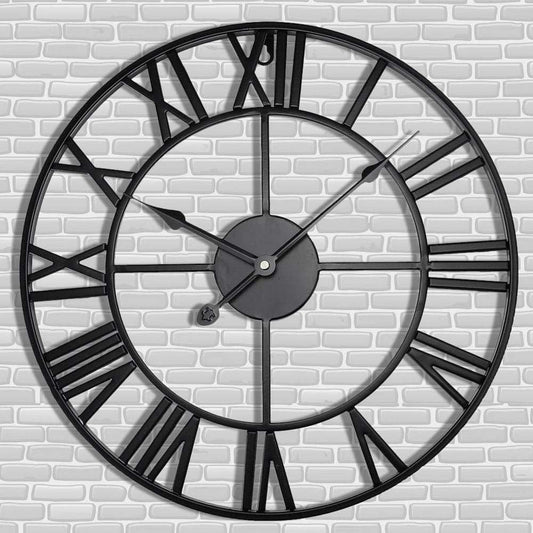 Antique Tower 24 inch Large Roman Numeral Wall Clo... (Black | Metal)