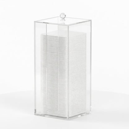 Acrylic Clean Pad Storage Box for Clean Skin Club, Cotton Pad Dispenser, Square Rounds Cotton Pad Holder (Pad Not Included) - Vertical with Lid
