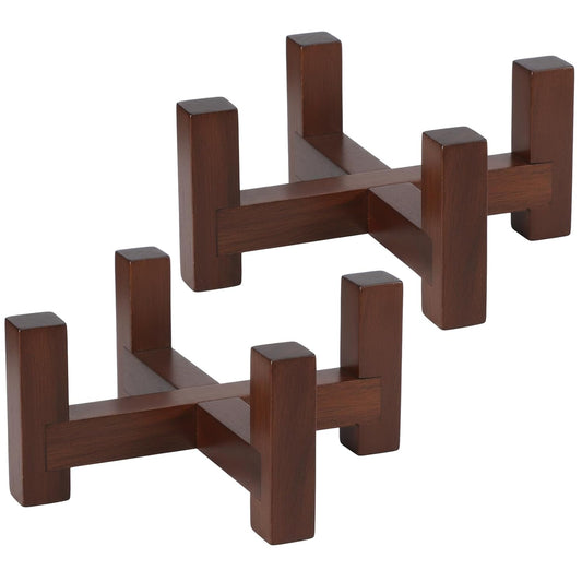 LemonRoad 2 Pack 5.13"×5.13"×2.25" Rustic Brown Solid Wood Coaster Holder for Round or Square 4" Coasters Ideal for Kitchen Bar & Home Decor Enthusiasts